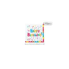 7/9英寸一次性纸盘、餐巾纸、派对用品套装，半圆形生日快乐图案，适用于性别揭晓派对、庆祝活动、生日、婚礼、聚会、家庭聚会、野餐等场合。 - 彩色 - 查看 10