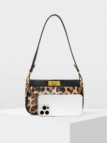 High-End Women's Minimalist One Shoulder Chain Bag, Suitable For Business/Casual Commute, Leopard Print Handbag With Handheld Or Crossbody Carry - Multicolor - View 10