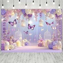 1 tấm phông nền hình bướm màu tím nhiều màu sắc - Chất liệu polyester có thể tái sử dụng, thích hợp để trang trí tường cho sinh nhật, kỷ niệm và các sự kiện lễ kỷ niệm khác - Hoàn hảo cho các bữa tiệc trong nhà/ngoài trời, trang trí sinh nhật, trang trí phòng, trang trí đám cưới, v.v. - Nhiều màu - Xem 11