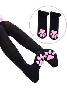 1/2 Pair Paw Thigh High Socks 3D Toe Bean Stockings Cosplay Socks Women Performance Party Wear - trắng - Xem 9