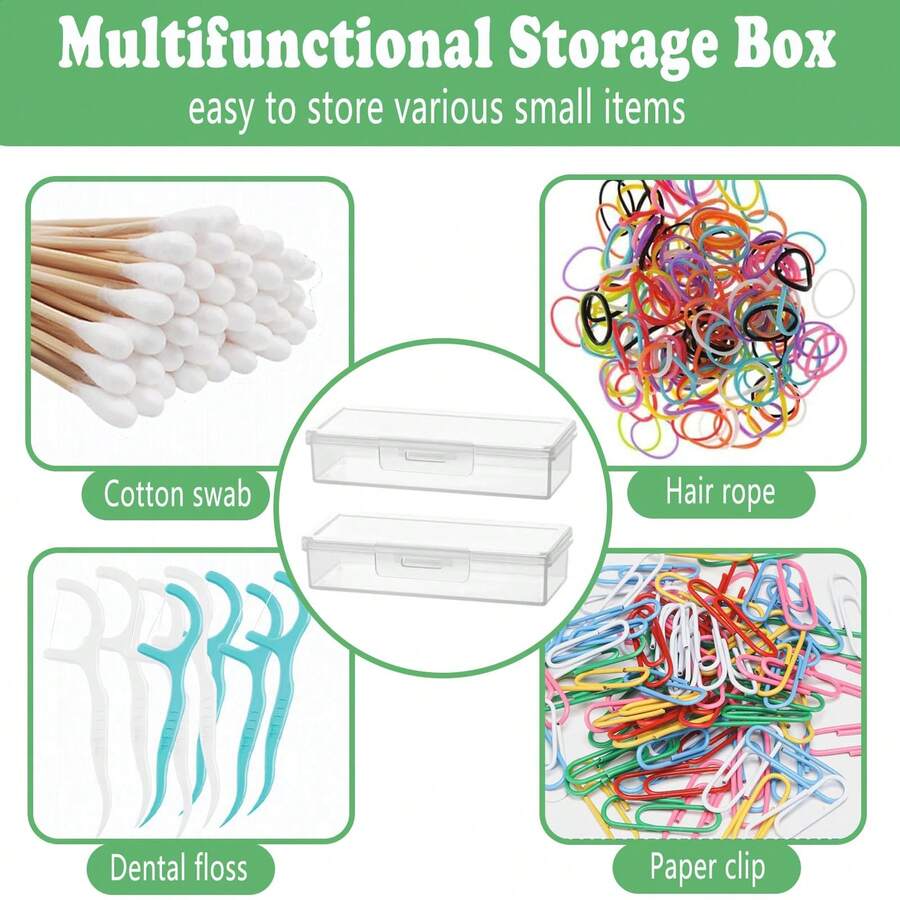Bộ 1/4 hộp đựng đồ nhỏ trong suốt di động, hộp đựng đồ du lịch, hộp đựng đồ dùng phòng tắm, hộp đựng tăm bông, hộp phân loại tăm dính, hộp đựng đồ chống bụi. - Nhiều màu - Xem 1