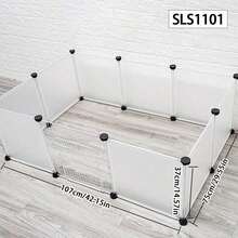 DIY Pet Cage Combination Iron Fence Enhanced With Grids Dog Isolation Barrier Teddy Pomeranian Crate Kennel - White - View 3