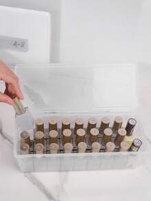1 pieza Caja de almacenamiento transparente de PP para esmalte de uñas - Apilable para herramientas de arte de uñas, bolsa de accesorios de belleza de grado salón, decoración de habitación, caja de almacenamiento de cosméticos, tocador, artículo esencial de viaje, caja de almacenamiento, organizador de tocador de baño, almacenamiento de escritorio, organizador de baño - transparente - Ver 8
