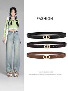 Minimalist Solid Color Casual Retro PU Belt, Women's Style, Suitable For Pairing With Jeans And Skirts, 2.8 Cm Wide, Ideal For Autumn, Late Autumn, And Halloween - 110厘米/43.31英寸 - 查看 7