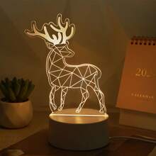 1pc Beautiful 3D Deer Night Light, USB Powered, Warm Glow, Creative Desktop Decor Lamp, Room Decoration Night Light, Mini Gift Light - Yellow - View 9