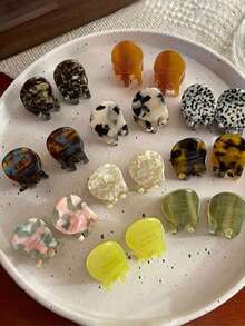 2pcs Cute Mini Small Acetate Hair Clips, Side Bangs Hair Claw, Princess Hair Accessories - Multicolor - View 3