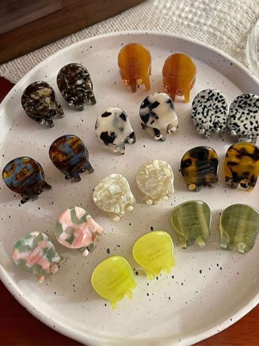 2个可爱迷你小号醋酸纤维发夹，侧刘海发爪，公主风发饰 - 多色 - 查看 1