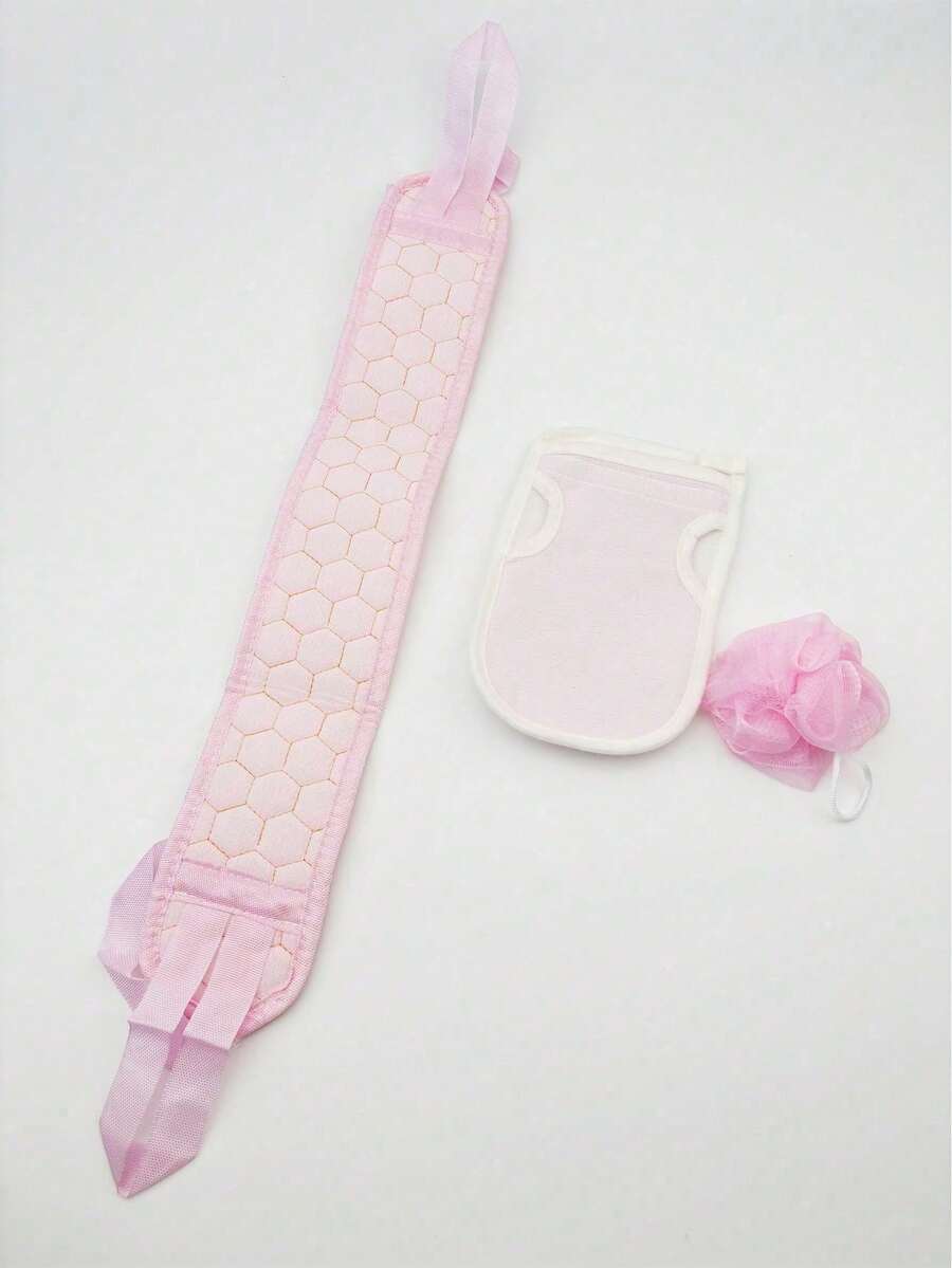 3pcs/Set Exfoliating Bath Towel, Scrub Back Strap, Bathing Gloves, Unisex Thick Shower Scrubber - A - View 1