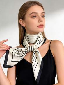 1条绿色几何线条印花方巾，四季皆宜，适合日常出行、旅行、婚礼派对等场合，男女通用，可作头巾、发带、头巾，户外防晒配饰，为您的风格增添亮点。 - 彩色 - 查看 12