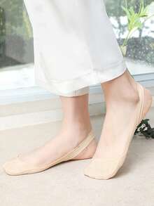 1/5/10双装女士夏季硅胶防滑高跟鞋袜，冰丝薄款半掌吊带船袜 - 彩色 - 查看 6