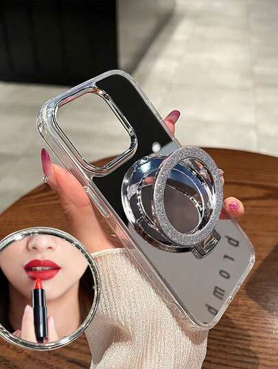 Mirror Glitter Anti-Fall Bracket Phone Case Compatible With IPhone 17/17Pro/17ProMax/16/15/11/12/13/14 Pro Max/Xs/Xr/11 Pro/11 Pro Max/12 Pro/12 Pro Max/13 Pro/13 Pro Max/7 Plus/14 Pro/14 Pro Max/14 Plus/8 Plus/SE2, Galaxy S21 5G/S21 FE 5G/S21 Ultra 5G/S22/S22 Ultra/S22+/S23 Ultra/S23/S23+/S24/S24+/S24 Ultra/S24FE/S25/S25+/S25 Ultra, Note, Honor, MOTO