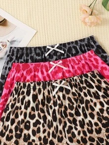 3pcs Plus Size Women Leopard Print Shorts Pajama Pants Set, Loose Comfortable Casual Wear For Summer - Multicolor - View 5