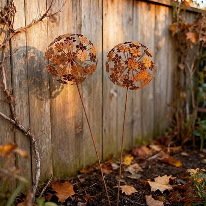 2pcs Rustic Metal Garden Signs | Vintage Iron Garden Stakes | Suitable For Yard, Garden, Holiday And Seasonal Decor