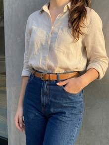 Women's Set Of Belts With Metallic Roller Buckle In Minimalist Faux Leather - 3 Piece Kit - View 5