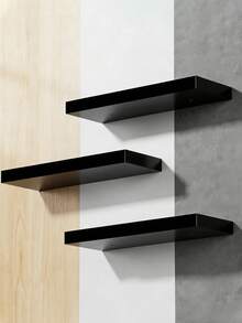 1pc Invisible Floating Shelf, Invisible One-Piece Storage Rack, Suitable For Wall, Bathroom Wall Mount, Wooden Modern Display Rack, Bookshelf, Applicable To Bedroom, Living Room And Kitchen Minimalist One-Piece Shelf, Balcony Wall Mounted Floating Partition, Living Room Bedroom Wall Decor Rack - Black - View 4