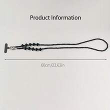 1pc Minimalist Style Handmade Beaded Phone Lanyard Strap, Heart Shaped Crossbody Bag Chain, Elegant Black/Silver Bag Accessory - Multicolor - View 7