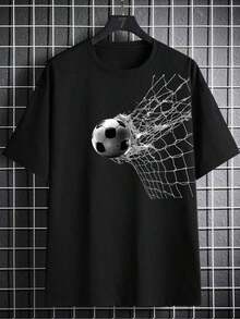 Camiseta Estampada De Fútbol Para Adolescente Niño - Negro - Ver 7