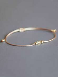 4毫米易切割黄水晶可调节手链 | 天然宝石 | 柠檬黄色 | 弹力绳 | 时尚饰品，适合日常佩戴及特殊场合 | 母亲节、生日理想礼物 | 全年皆宜的配饰 - 黃水晶 - 查看 3