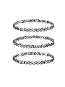 1-15pcs Gothic Fishline Tattoo Punk Choker Necklace Set, Collarbone Chain Necklace Set - Multicolor - View 11