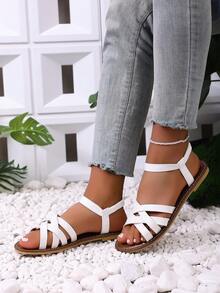 New Fashionable Plus Size Casual Comfortable Lightweight Versatile Beach Flat Sandals - White - View 2