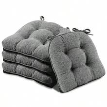 Basic Beyond - Cojines de silla para sillas de comedor paquete de 4 cojines de silla con lazos y respaldo antideslizante almohadillas para orejas de cocina de 15.5 x 15.5 pulgadas para sillas de - Gris Oscuro - Ver 8