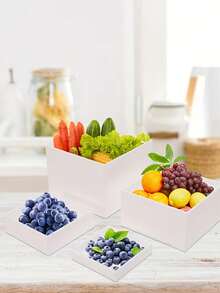 五面亚克力食品展示架，底部中空，适用于早餐、自助餐、婚礼、派对等场合。 - 白色 - 查看 5