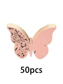 50张3D蝴蝶造型桌卡，酒杯造型桌卡，镂空蝴蝶婚礼座位卡，完美适用于婚礼、毕业典礼、生日、周年纪念日——也可作为墙贴增添氛围，圣诞装饰 - 彩色 - 查看 10