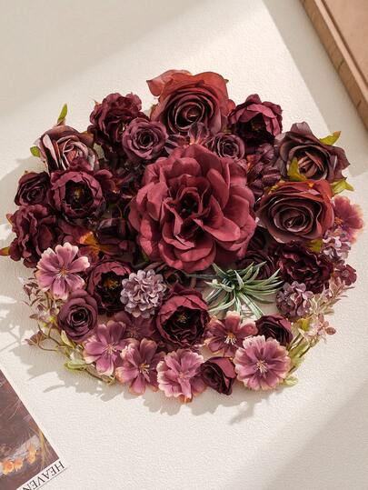 Bộ 20/40 bông hoa giả màu đỏ rượu vang, thích hợp trang trí địa điểm tổ chức đám cưới, bó hoa cô dâu, phụ kiện đội đầu, đồ thủ công hoa DIY, trang trí bánh, trang trí tiệc và sinh nhật.