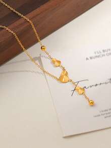 1件精致金色幸运葫芦套索项链，Y形幸运财富护身符链，女士日常派对饰品 - 金色 - 查看 4