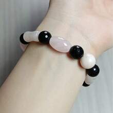 Zhenwei xina A Bohemian-Style Bracelet Made Of Rose Quartz And Black Agate Is Suitable For Women To Wear Daily Or Give As A Gift. It Can Be Presented As A Valentine's Day Gift, Mother's Day Gift, Birthday Gift, And Graduation Season Gift - Pink and Black - View 6