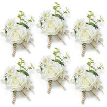 Hoa cài áo giả cho nam, ghim cài ve áo chú rể/phù rể, thích hợp cho đám cưới, dạ hội, tiệc kỷ niệm, lễ hội trường, lễ tốt nghiệp. - trắng - Xem 17