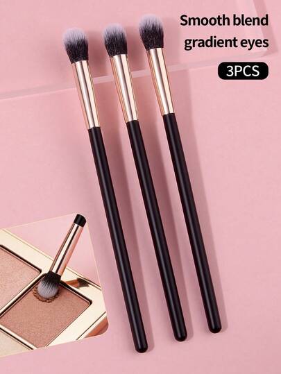 Bộ 3 cọ tán phấn mắt cỡ lớn, cọ trang điểm mắt cao cấp cán gỗ lông mềm, cọ highlight, tiện dụng.