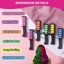 6 Color Hair Chalk Comb Set Temporary Hair Dye For Kids Girls & Adults Washable Fun Color For Parties Halloween Cosplay Birthdays Water Washable - Sets - View 4