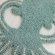 1pc 45x45cm Canvas Ocean Style Decorative Throw Pillow Cover, With Plush Octopus Pattern, Suitable For Sofa, Bedroom, Living Room, Summer Ocean-Themed Home Decor Cushion Cover (Inner Pillow Not Included) - Blue - View 7