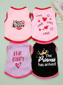 4 piezas Ropa nueva de primavera, chaleco transpirable y ligero para mascotas, camiseta sin mangas con estampado para perros/gatos, adecuado para mascotas pequeñas/medianas - Multicolor - Ver 10