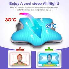 Almohada refrescante para aliviar el dolor para el cuello almohada cervical ajustable espuma viscoelástica para dormir lateral con funda de almohada de satén súper suave y refrescante - Gris - Ver 7