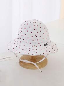 1pc Baby Kids Wide Brim Sun Protection Bucket Cap, Polka Dot Bucket Hat With Chin Strap For Summer Outdoor Beach Vacation & Travel - Polka Dot Fisherman's Hat - View 11
