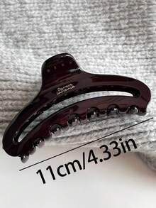 2pcs/1pc 11cm/4.33in Oval Black/Brown Sturdy Lightweight Plastic Hair Clips, Fashion Versatile Elegant Minimalist Solid Color Hair Accessories Suitable For Daily Casual, Party, Commute, Vacation, Ponytail, Bun, Washing Face, Makeup, Outfit Matching (The Letter Label Is Single-Sided And Has No Specific Meaning, It Is Just For Decorative Purposes) Summer Beach Claw Clips Vacay Hair Claws,Holiday,Travel - Multicolor - View 4