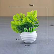 1 chậu cây giả hình lá rùa, lá rùa giả 15cm trong chậu trắng, thích hợp để trang trí bàn làm việc, nhà cửa, văn phòng, lối vào, làm nổi bật không gian sống. - màu xanh lá - Xem 2