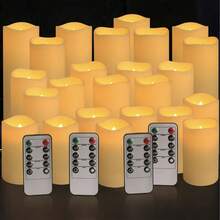 12支/4支防水LED电子蜡烛（不含电池），无焰蜡烛，仿真蜡烛，波浪按钮蜡烛+遥控器，室内/室外两用，带定时遥控器，家居装饰蜡烛，节日氛围，圣诞夜蜡烛灯，户外花园照明 - 套裝 - 查看 7