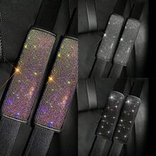 2个闪亮汽车安全带肩垫，钻石亮片安全带保护垫，适合女性和女孩，汽车装饰配件，适用于大多数轿车、卡车、SUV - A - 查看 1