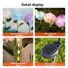 1/2 Set Solar Powered Hydrangea String Lights, Solar Powered Outdoor Decorative Lights, Suitable For Holiday Decoration, Wedding, Valentine's Day, Thanksgiving, Birthday, Gift, Garden, Patio, Landscape, Path, Lawn And Other Scenarios - Solar Energy - View 6