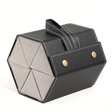 Leather Eyeglass Case, Fashion Eyeglass Case, Multi-Functional Eyeglass Case, Foldable Multi-Compartment Eyeglass Case, Portable Eyeglass Case - Black - View 12