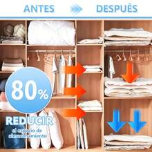 12pcs Bolsas de Vacío con 1 Bomba Eléctrica Bolsas de Almacenamiento al Vacío Reutilizables Ahorra Espacio Gran Capacidad para Almacenar Ropa Almohada Edredón - Blanco - Ver 5