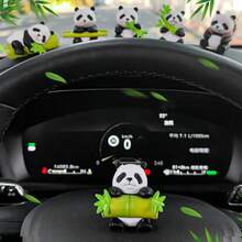4pcs/8pcs Cartoon Panda Model, Cute Panda Micro Landscape Decor, Computer/TV Display Animal Decoration, Car Navigation Screen Decor, Bamboo Panda Plush Doll, Suitable For Birthday Gift Bag, Party Filler, Classroom Reward And Carnival Prize - Multicolor - View 4