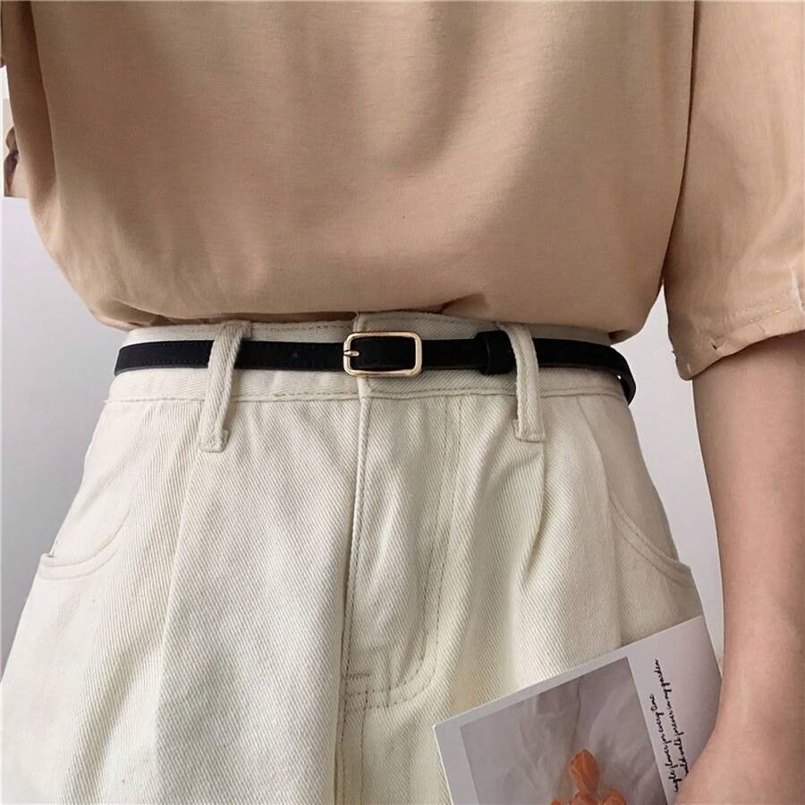 1 Piece Of Women's PU Slim Waist Belt - 咖啡 - 查看 1