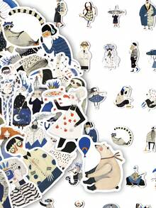 50pcs Whimsical Hand-Drawn Collages Creative Cartoon Stickers DIY Guitar Luggage Refrigerator Water Cup Planner Supplies Decorative Laptop Personalization Stickers - Multicolor - View 3