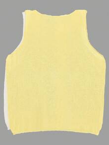 Bộ 2 áo tank top dệt kim dáng rộng cổ tròn màu trơn bán xuyên thấu, phong cách casual cho đi biển nghỉ mát mùa hè - màu trắng vàng - Xem 5