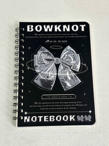 1pc Black & White Minimalist INS Style Crystal Glass Texture Spiral Notebook, A5 Lined Memo Pad, Portable Student Diary - A5 lined - View 10