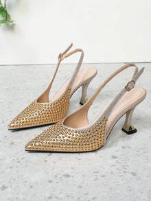 Pointed Toe Commuter High Heel Shoes, Women's New Versatile Strap Sandals - Apricot - View 14